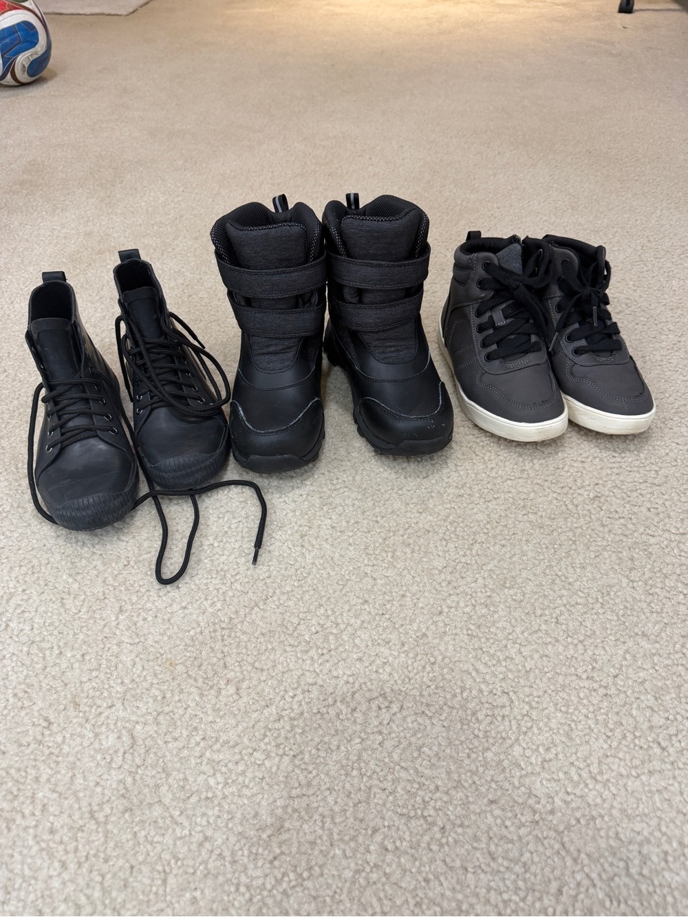 Kids Black High-Top and Boot Shoe Bundle - Black
